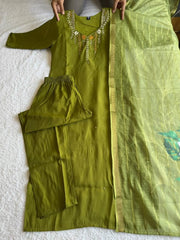 Amazing Parrot Mul Chanderi with Hand Work Sharara Suit