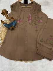 Exclusive Black Heavy Rayon Multi Embroidery Work Co-Ords Set