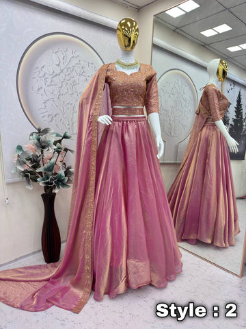 Gorgeous Pink Silk Embroidered Work Lehenga Choli