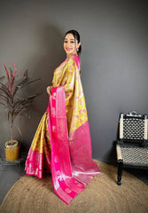 Amazing Blue Silk Weaving Saree