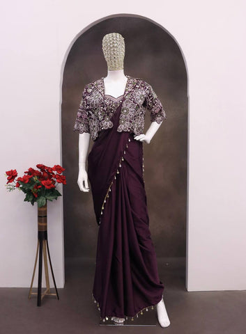 Stunning Heavy Crep Silk with Sequence Work Saree