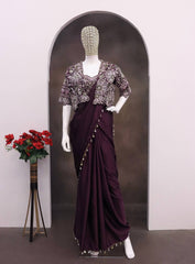 Stunning Heavy Crep Silk with Sequence Work Saree