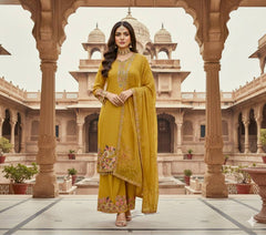 Stylish Fuax Georgette Heavy Embroidery Palazzo Suit
