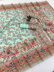 Stunning White Rajwadi Silk with Kashmiri Thread Work Saree