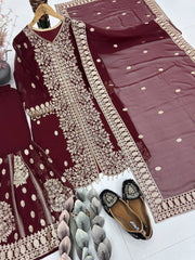 Beautiful Fuax Georgette with Heavy Sequin Work Sharara Suit