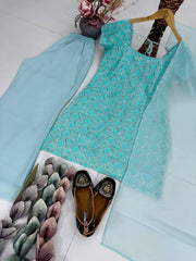 Exclusive Georgette Heavy Chine Sequence Work Palazzo Suit