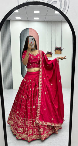Gorgeous Crepe Silk Heavy Embroidery Lehenga