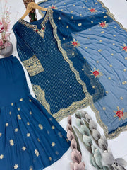 Fabulous Heavy Georgette Embroidery Sharara Suit