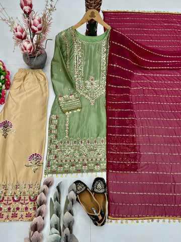 Trendy Silk with Embroidery Work Sharara Suit