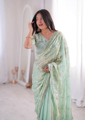 Lovely Pink Silk with Fancy Work Saree