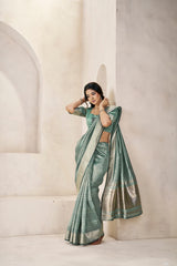 Exclusive Pista Silk With Zari Work Saree