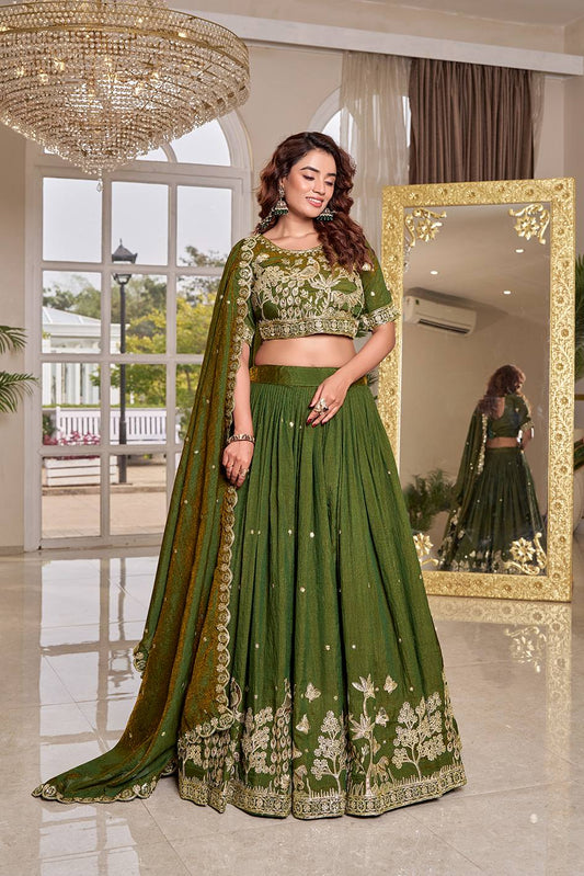 Attractive Vichitra Embroidery Work Lehenga Choli