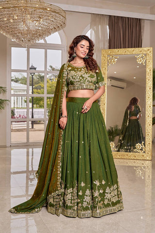 Attractive Vichitra Embroidery Work Lehenga Choli