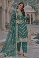 Lovely White Heavy Frendy Silk Embroidery Work Palazzo Suit