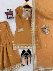 Glorious Mustard Mul Chanderi Palazzo Set