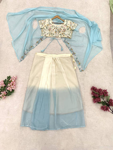 Stunning Blue Teby Silk with Embroidery Sequence Lehenga