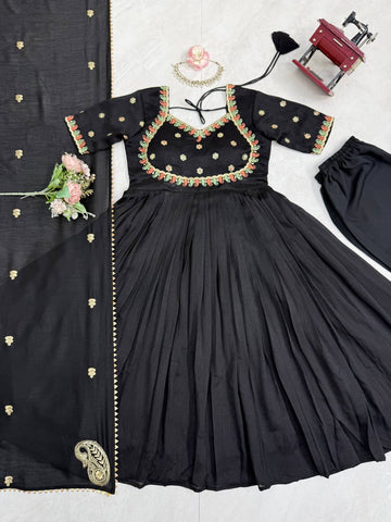 Designer Black Color Anarkali Style Suit Set