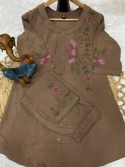 Exclusive Black Heavy Rayon Multi Embroidery Work Co-Ords Set