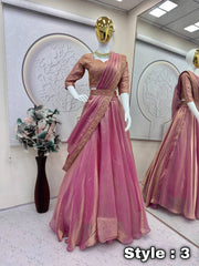 Gorgeous Pink Silk Embroidered Work Lehenga Choli