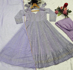 Lovely Lavender Georgette with Embroidery Anarkali Suit