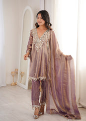 Stunning Chiku Fendy with Embroidered Lace Kurti Set