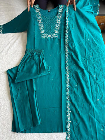 Awesome Pink Color Embroidery Work Kurti Suit