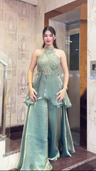 Designer Peach Heavy Fandy Silk Sharara Palazzo Suit