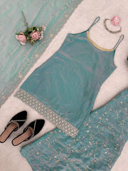 Lovely Fendy Silk with Thread Work Palazzo Suit