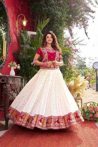 Outstanding Pure Vichitra Embroidery Work Lehenga Choli