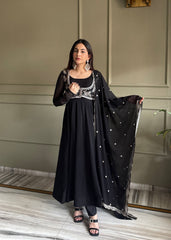 Elegant Georgette with Fancy Work Anarkali Gown