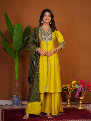 Elegant Roman Silk Multi Embroidery Anarkali Kurti Set