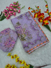 Gorgeous Purple Silk with Mirror Work Saree