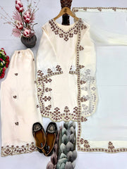 Attractive Heavy Roman Glass Work Palazzo Suit