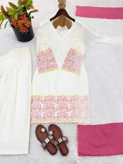 Amazing  Silk Heavy Embroidery White  Sharara Suit