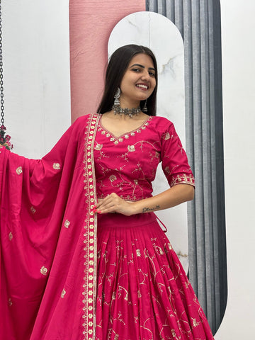 Gorgeous Crepe Silk Heavy Embroidery Lehenga