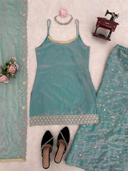 Lovely Fendy Silk with Thread Work Palazzo Suit
