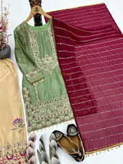 Trendy Silk with Embroidery Work Sharara Suit
