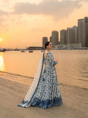 Beautiful Blue Heavy Faux Georgette Embroidered Gown