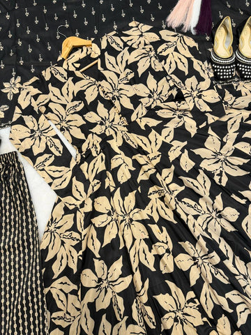 Awesome Black Maslin Cotton Digital Print Anarkali Suit