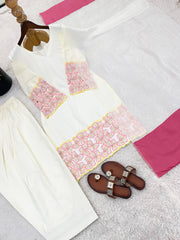 Amazing  Silk Heavy Embroidery White  Sharara Suit