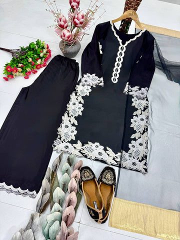Amazing Peach Heavy Silk Embroidery Sharara Suit