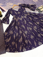 Attractive Purple Digital Print Work Anarkali Suit