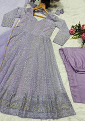 Lovely Lavender Georgette with Embroidery Anarkali Suit