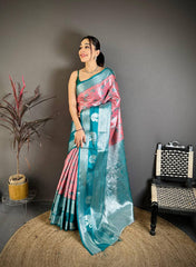 Amazing Blue Silk Weaving Saree
