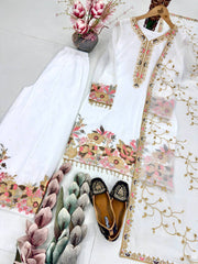 Stylish Fuax Georgette Heavy Embroidery Palazzo Suit
