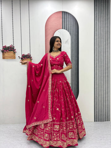 Gorgeous Crepe Silk Heavy Embroidery Lehenga