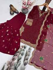 Fabulous Heavy Georgette Embroidery Sharara Suit