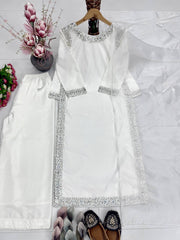 Stylish Heavy Silk Embroidery Work Palazzo Suit