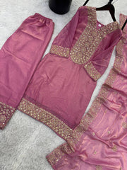 Amazing Pink Fendy Silk with Sequence Work Palazzo Suit