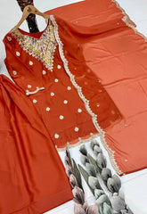 Gorgeous Pink Heavy Silk Embroidered Sharara Suit